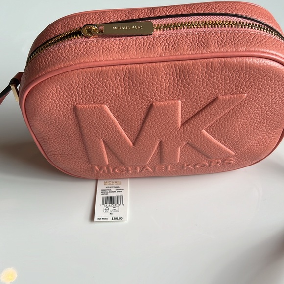 Michael Kors Jet Set Travel medium Oval Camera Crossbody Bag, Leather, Sherbert - Picture 6 of 6